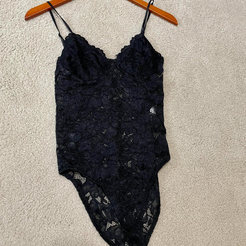 Zara New Without Tags Black All Lace Bodysuit Size M